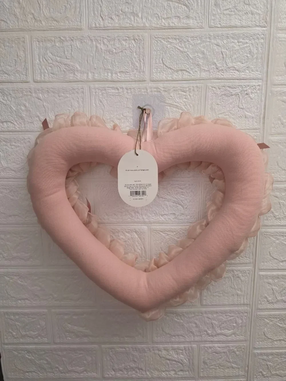New Valentine's Day Blush Pink Heart Wreath Lace Ribbon,  by Threshold 14